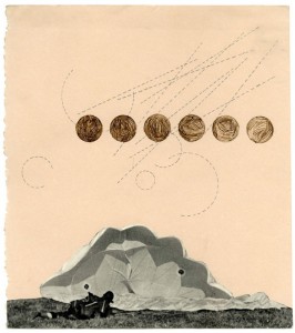 Astronomy Parachute, Lulu Wolf, collage and ink on paper