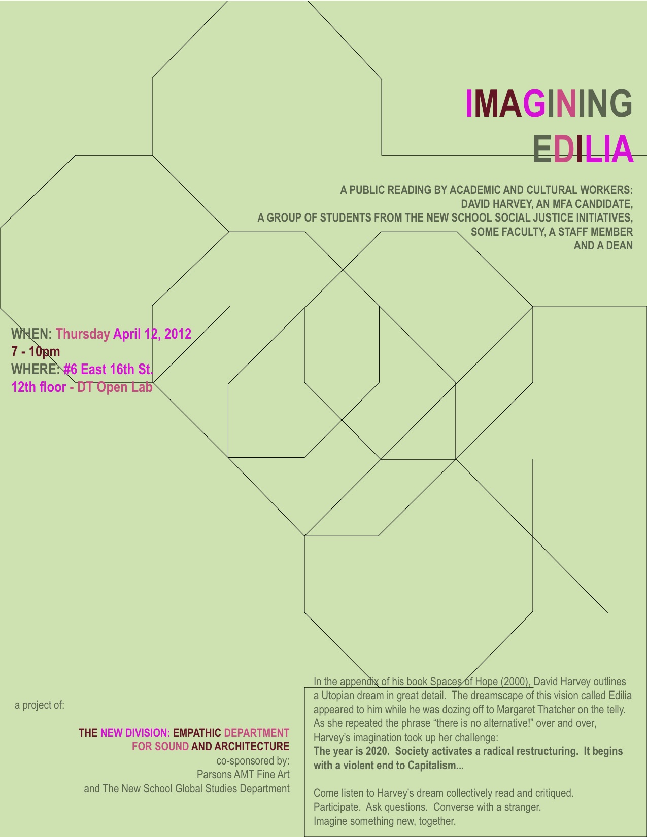 IMAGINING EDILIA: A PUBLIC READING  BY ACADEMIC AND CULTURAL WORKERS