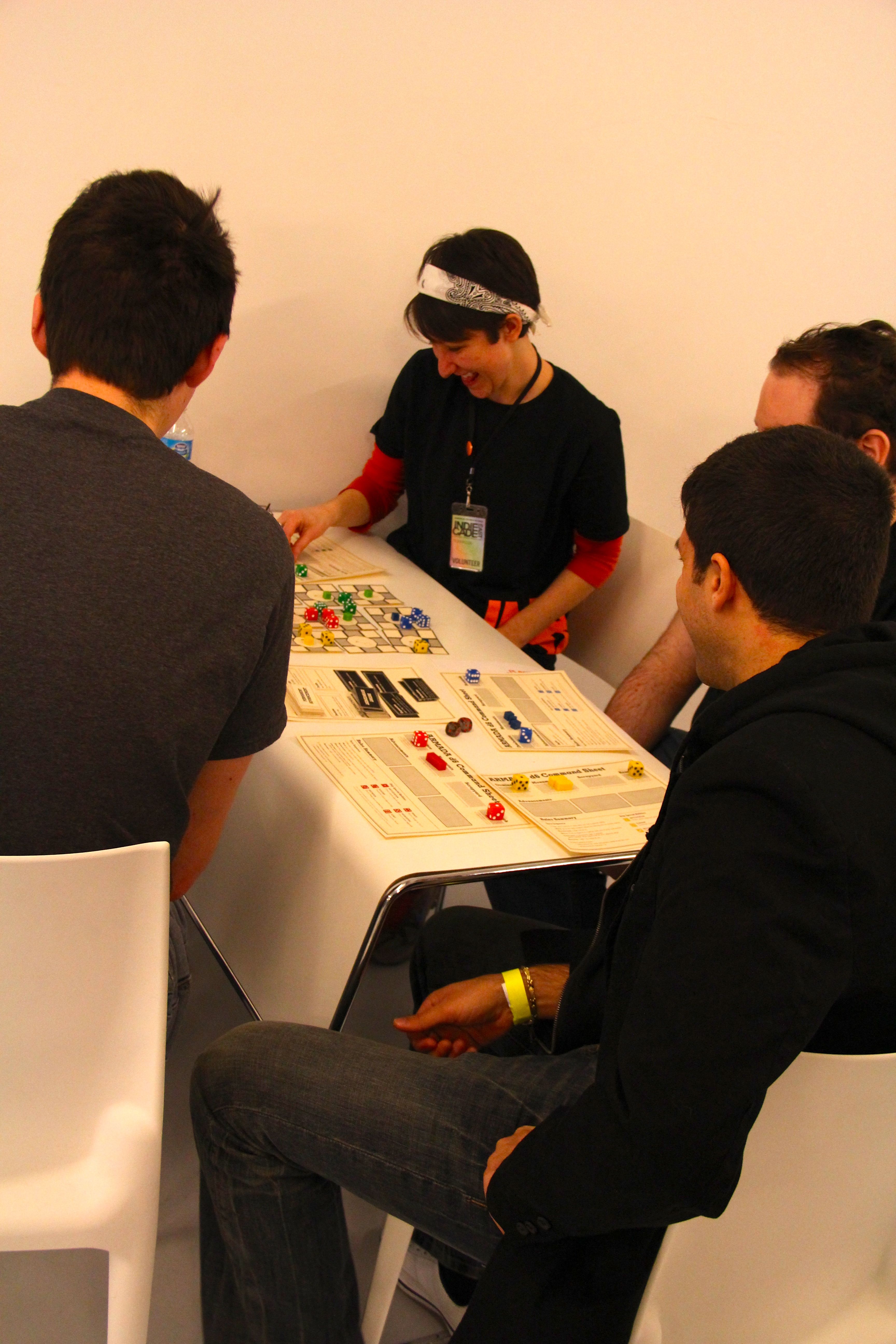 A game of Armada D6 (board game developed by John Sharp and Eric Zimmerman) in action at IndieCade East!