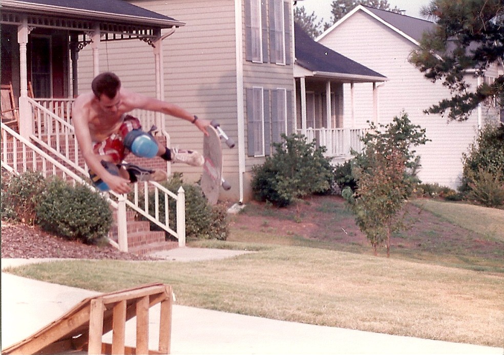 John Sharpe circa 1990-something, getting air in his parents' driveway.