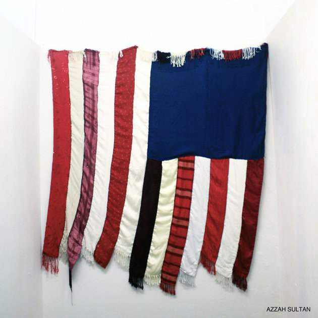"Home Sweet Home" is an American flag made of hijabs from Muslim American women around the country.