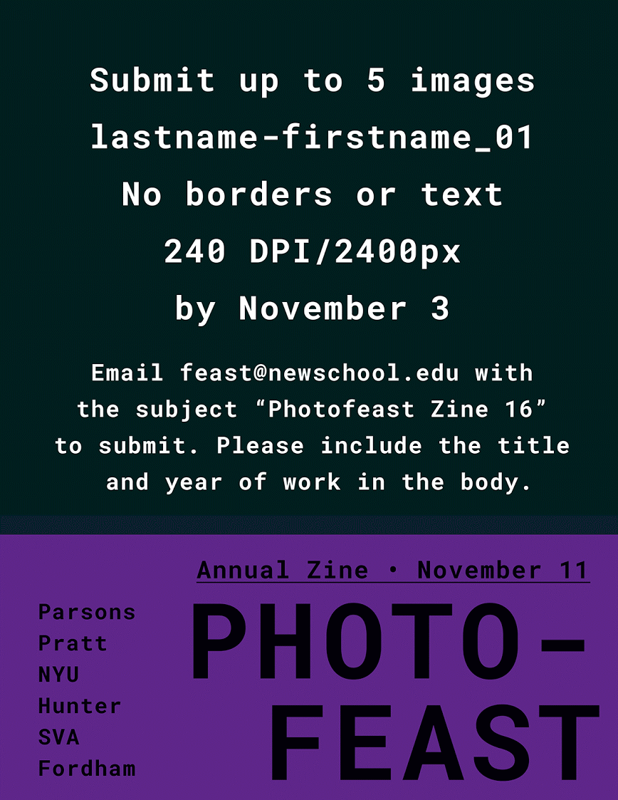 Submit to the PhotoFeast Zine! Deadline 11/3