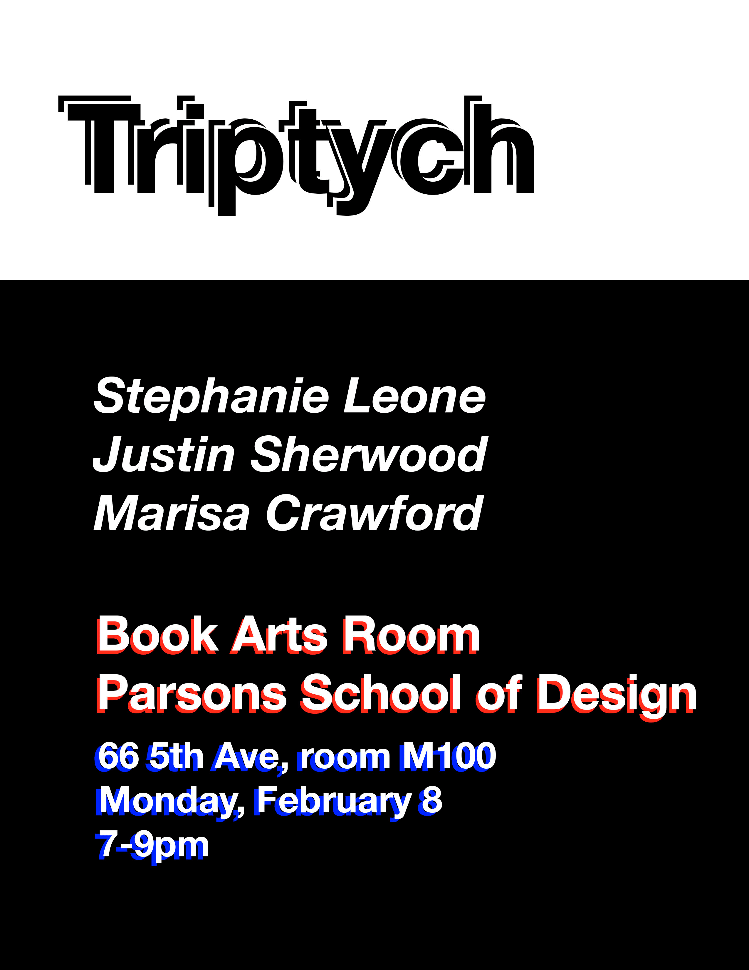 Triptych Reading Series | Book Arts Room | February 8