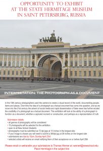 Opportunity to exhibit at the State Hermitage Museum in Saint Petersburg, Russia
