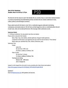 psd Magazine Open Call for Submissions, Deadline 3/7