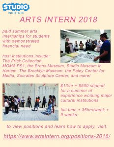 Arts Intern NYC Seeking Students for Summer Internship Opportunities (The New Museum, The Frick Collection, The Brooklyn Museum, MOMA PS1)