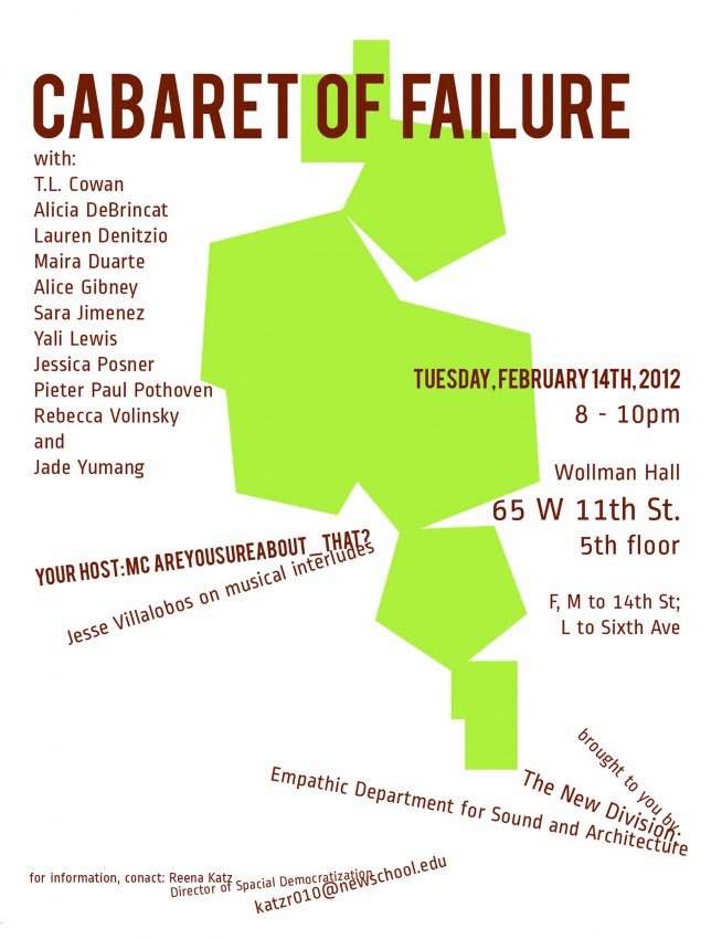 Cabaret of Failure: a night of generative structural collapse
